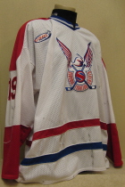 Dubuque Fighting Saints #19 Worn the final season by Dubuque's Chad Damerow. More info to follow. Any additional information from you would be great!!!