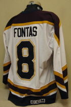 This one was worn by Mark Fontas during the 1996-97 season. NOB, Lots of wear. size 50.