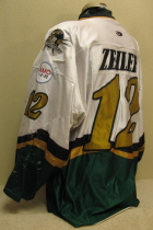 John Zeiler #12 White 2001-02. Clark Cup Championship season. Worn by second year grinder John Zeiler. This season saw the jerseys go to a 