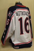 Worn for both seasons in Columbus. The inaugural season worn by Zac MacVoy. The second season seanon worn by Luke Witkowski. Tie down front, SP logo on fron tleftchest and on right rear hem. Teir 1 logo also on left rear hem. Size 56 Made by SP