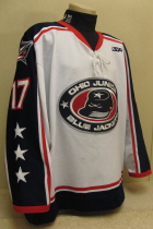 Worn for both seasons in Columbus. The inaugural season worn by Chris Reed. The second season seanon worn by Justin Cseter (he wore 27 the previous season). Tie down front, SP logo on fron tleftchest and on right rear hem. Teir 1 logo also on left rear hem. Size 56 Made by SP.