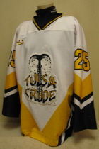 Tulsa Crude Scott Krzmarzick # 25 2001-02 This jersey was worn by Scott Krzmarzick during the one and only season in Tulsa. Scott's previous two season were spent in a Chicago Steel uniform. 