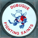 This logo held for all but two of the Saint's seasons. They were orginal members of the USHL Jr. A league in 1980. They got the job done swiftly and won the league Championship Clark Cup the very first season, they did it again two seasons later in 1982-83. Famous NHL'er Gary Suter was a two season member of this Clark Cup wining team. They did it again two seasons later in 84-85. The Saints final USHL season was in 2000-01 when they relocated to the Tulsa Oklahoma area.