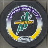 2007-08 Official game puck. !st Finiancial Bank and USHL logo on back. Note: lots of blanks were used this season too.