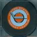 2004-05 Traditional Lancers logo version 1. These were was available at the start of the 04-05 season and were sold through some of the team stores or directly from the League supplier, OGP Enterprises. Each puck also has the official USHL logo on the reverse.