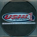 This logo was on all USHL game pucks starting during the 2003-04 season. This marked the first Official full season for the USHL as a Teir 1 Junior A Hockey League. (The two prior seasons were considered phase in seasons). This version is a 3-color screen and has America's Teir 1 League under the logo.