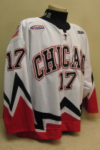This one was worn by Andrew Miller during the 2007-08 season. these were on of the home alternate jerseys. It is a 56 and made by SP. These were auctioned off on line. 