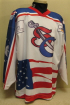 Mike Ramirez 01-02. USA 9/11 Tribute Jersey. This one was worn by Mike Ramirez. These were worn on a single night and were auctioned at the completion of the game. These are made by OT Sports and is a size XXL.